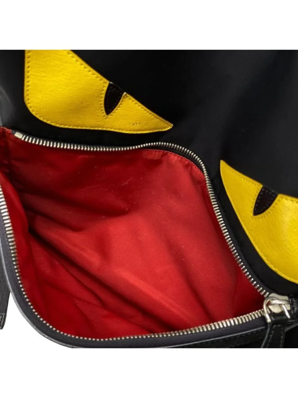 Fendi Backpack Monster Star Eye Bugs Nylon Leather Black Yellow Street
